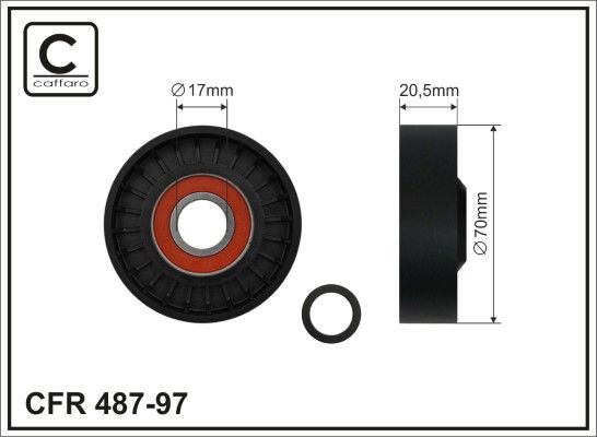 Tensioner Pulley, V-ribbed belt CAFFARO 487-97