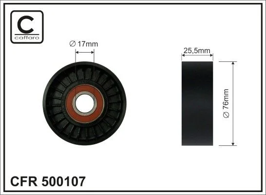 Deflection/Guide Pulley, V-ribbed belt CAFFARO 500107