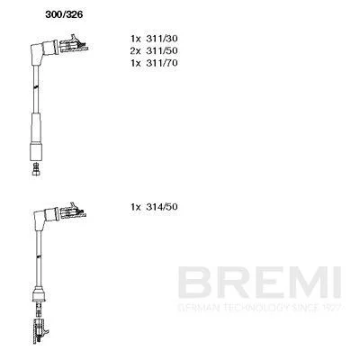 Uždegimo laido komplektas bremi 300/326