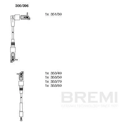 Uždegimo laido komplektas bremi 300/396