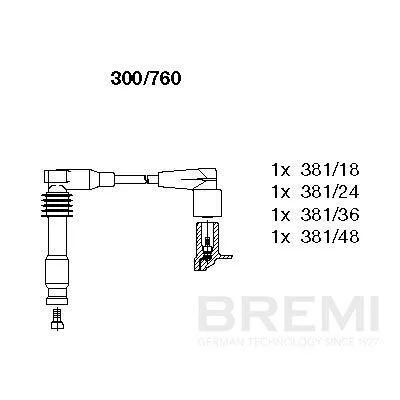 Uždegimo laido komplektas bremi 300/760