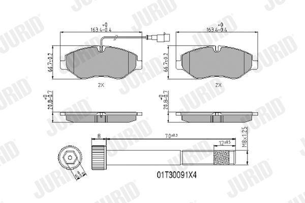 Stabdžių trinkelių rinkinys, diskinis stabdys JURID 2922909561