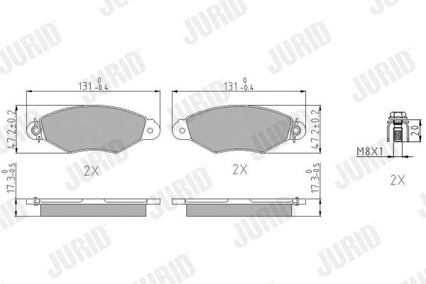 Комплект гальмівних накладок, дискове гальмо JURID 571931J