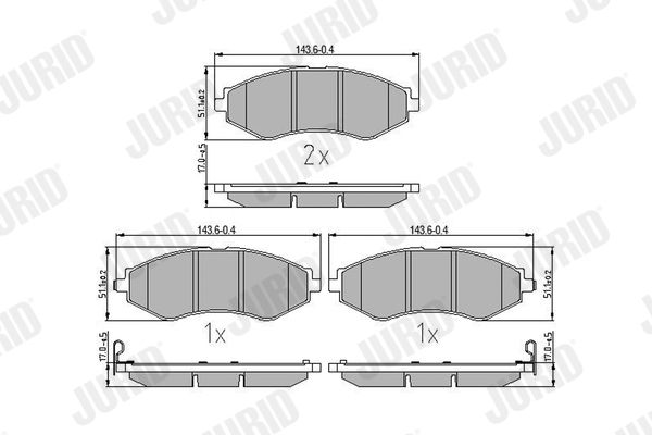 Комплект гальмівних накладок, дискове гальмо JURID 572407J