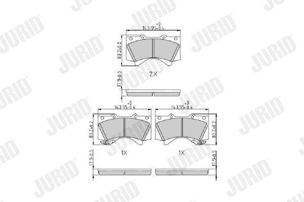 Stabdžių trinkelių rinkinys, diskinis stabdys JURID 572599J