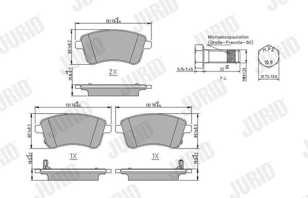 Brake Pad Set, disc brake JURID 572657J