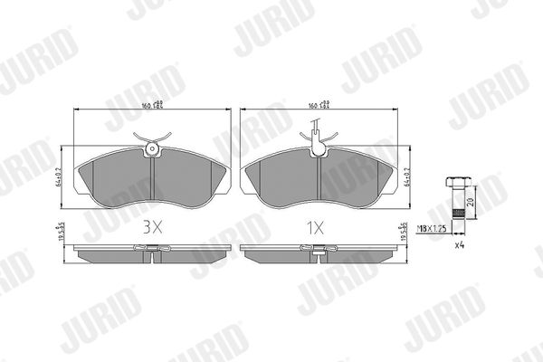 Комплект гальмівних накладок, дискове гальмо JURID 573061J