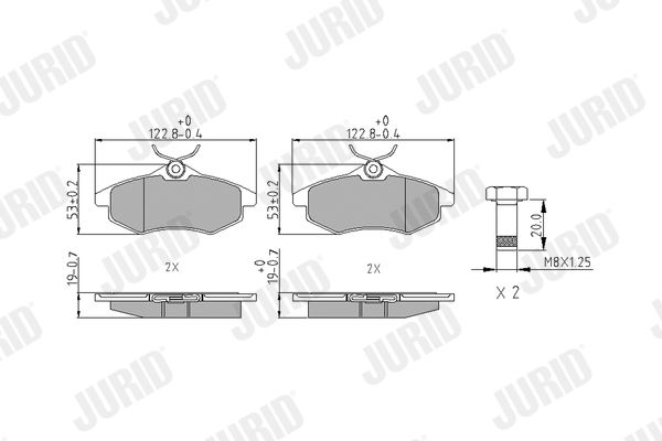 Комплект гальмівних накладок, дискове гальмо JURID 573083J