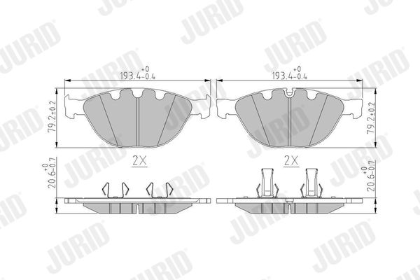 Комплект гальмівних накладок, дискове гальмо JURID 573150J