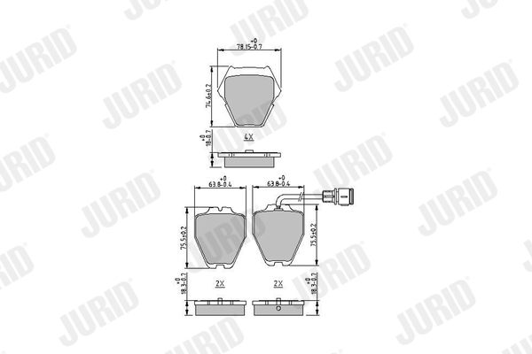 Комплект гальмівних накладок, дискове гальмо JURID 573208J