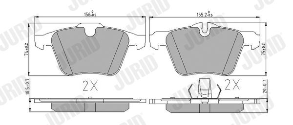 Комплект гальмівних накладок, дискове гальмо JURID 573346J
