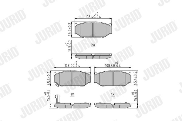 Stabdžių trinkelių rinkinys, diskinis stabdys JURID 573417J