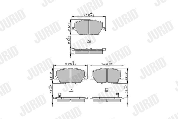 Stabdžių trinkelių rinkinys, diskinis stabdys JURID 573610J