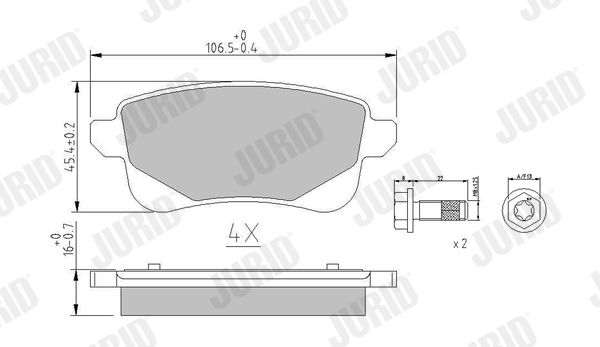 Brake Pad Set, disc brake JURID 573660J