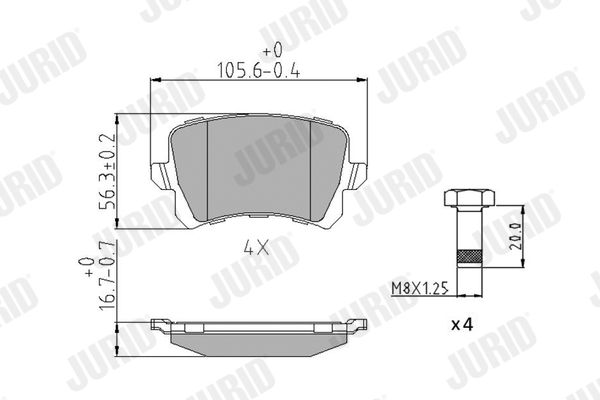 Brake Pad Set, disc brake JURID 573667J