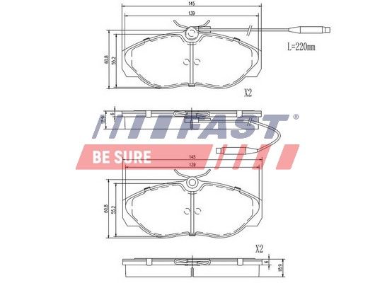 Комплект гальмівних накладок, дискове гальмо FAST FT29007