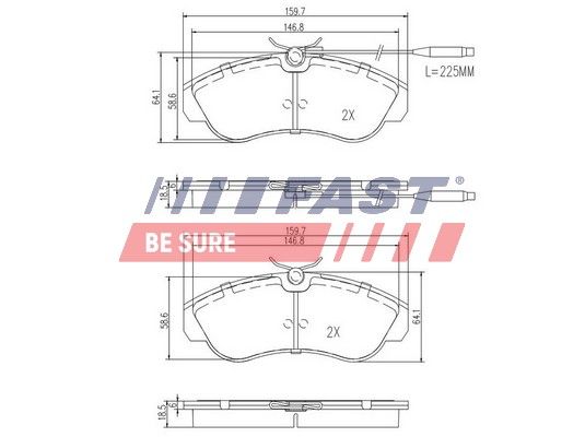 Комплект гальмівних накладок, дискове гальмо FAST FT29012