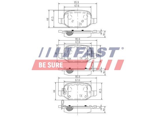 Комплект гальмівних накладок, дискове гальмо FAST FT29089