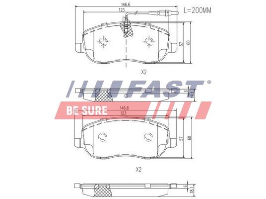 Комплект гальмівних накладок, дискове гальмо FAST FT29128