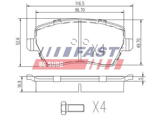 Комплект гальмівних накладок, дискове гальмо FAST FT29530