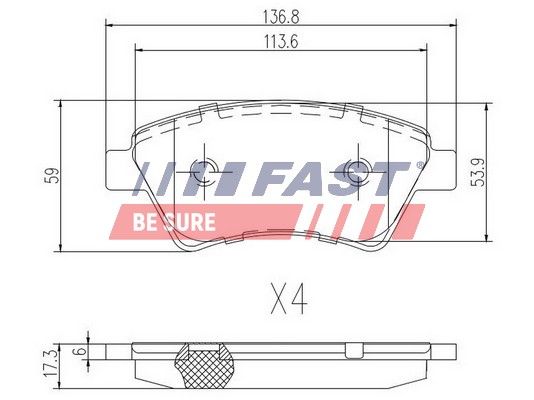 Комплект гальмівних накладок, дискове гальмо FAST FT29531