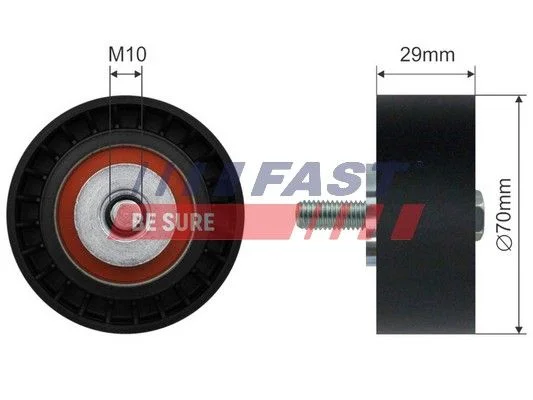 Tensioner Pulley, V-ribbed belt FAST FT44575