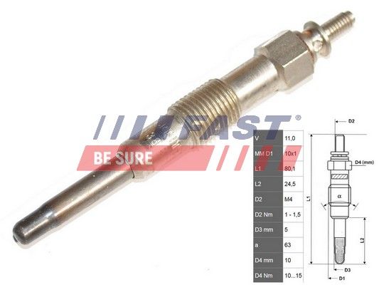 Свічка розжарювання FAST FT82727