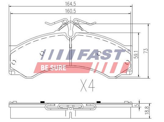 Комплект гальмівних накладок, дискове гальмо FAST FT29015