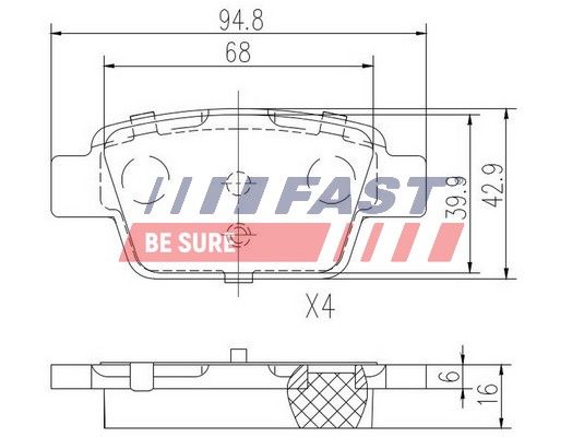 Комплект гальмівних накладок, дискове гальмо FAST FT29115