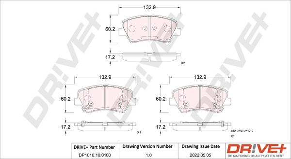 Brake Pad Set, disc brake Dr!ve+ DP1010.10.0100