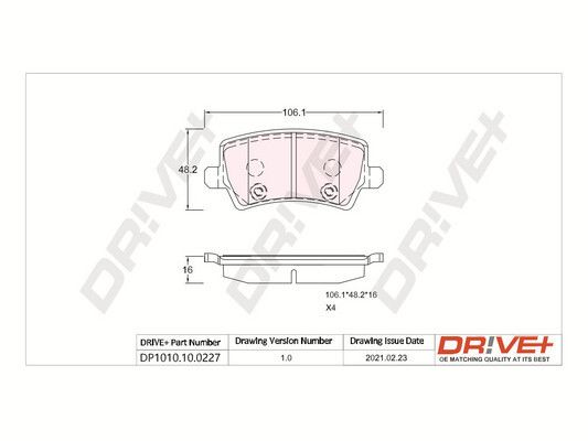 Brake Pad Set, disc brake Dr!ve+ DP1010.10.0227