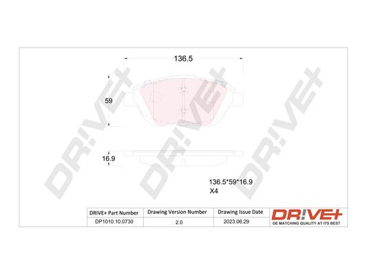 Brake Pad Set, disc brake Dr!ve+ DP1010.10.0730