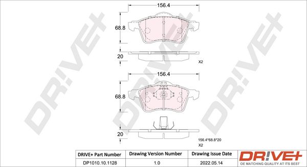 Brake Pad Set, disc brake Dr!ve+ DP1010.10.1128