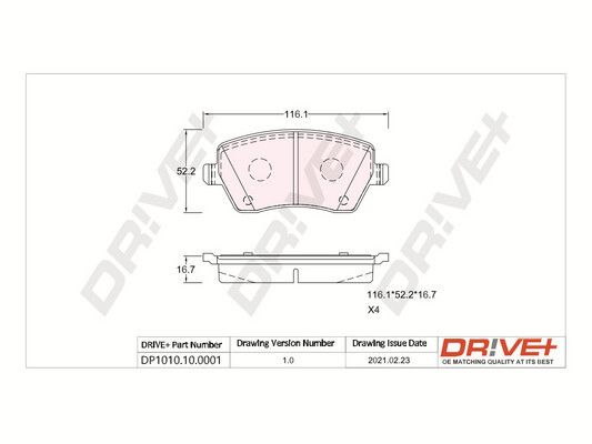 Brake Pad Set, disc brake Dr!ve+ DP1010.10.0001
