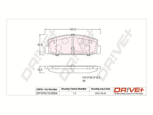 Stabdžių trinkelių rinkinys, diskinis stabdys Dr!ve+ DP1010.10.0004