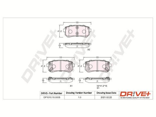 Brake Pad Set, disc brake Dr!ve+ DP1010.10.0005