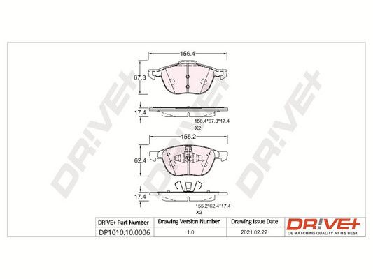 Brake Pad Set, disc brake Dr!ve+ DP1010.10.0006