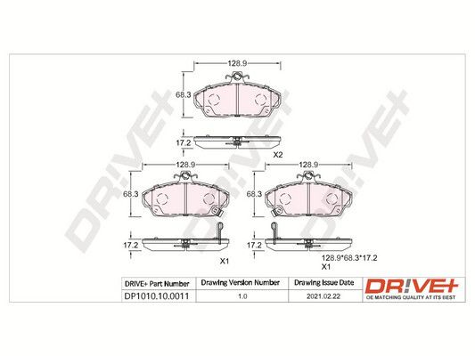 Brake Pad Set, disc brake Dr!ve+ DP1010.10.0011