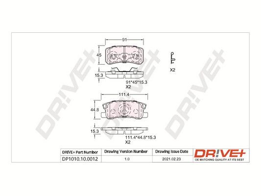 Stabdžių trinkelių rinkinys, diskinis stabdys Dr!ve+ DP1010.10.0012