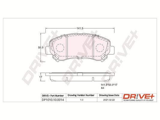 Brake Pad Set, disc brake Dr!ve+ DP1010.10.0014