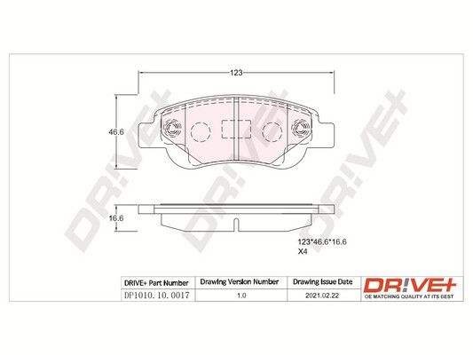 Brake Pad Set, disc brake Dr!ve+ DP1010.10.0017