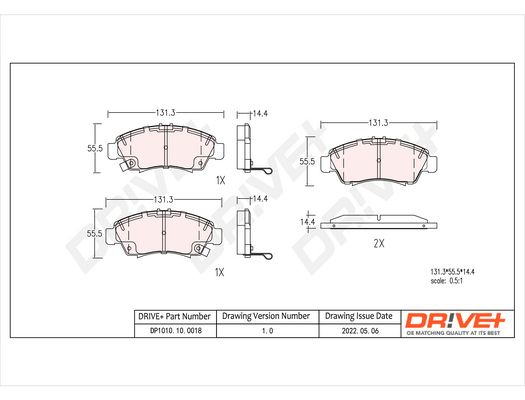Brake Pad Set, disc brake Dr!ve+ DP1010.10.0018