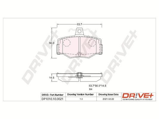 Brake Pad Set, disc brake Dr!ve+ DP1010.10.0021