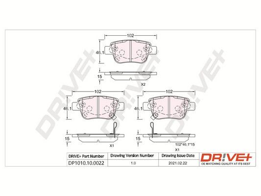 Brake Pad Set, disc brake Dr!ve+ DP1010.10.0022