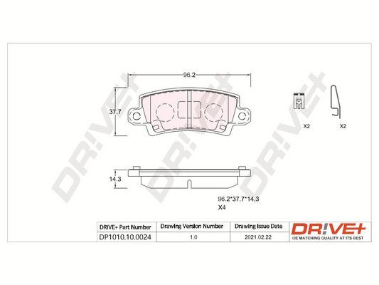 Stabdžių trinkelių rinkinys, diskinis stabdys Dr!ve+ DP1010.10.0024