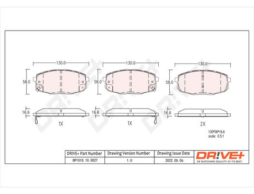 Brake Pad Set, disc brake Dr!ve+ DP1010.10.0027