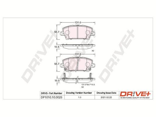 Brake Pad Set, disc brake Dr!ve+ DP1010.10.0028