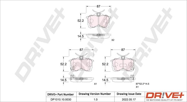 Brake Pad Set, disc brake Dr!ve+ DP1010.10.0030