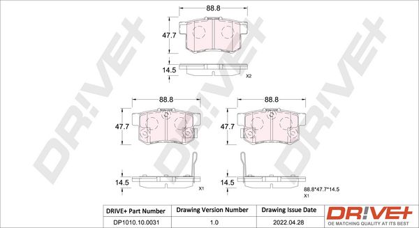 Brake Pad Set, disc brake Dr!ve+ DP1010.10.0031