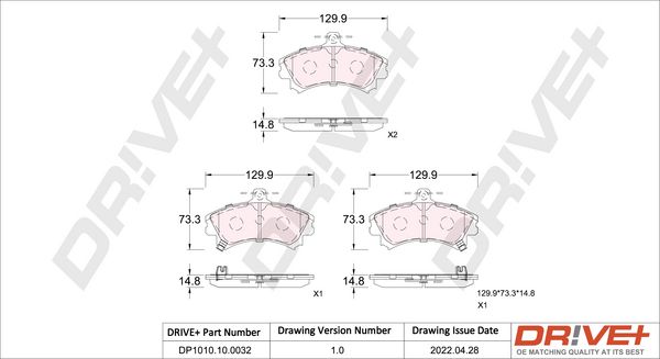 Brake Pad Set, disc brake Dr!ve+ DP1010.10.0032